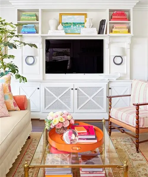 гостиная белая консоль для телевизора