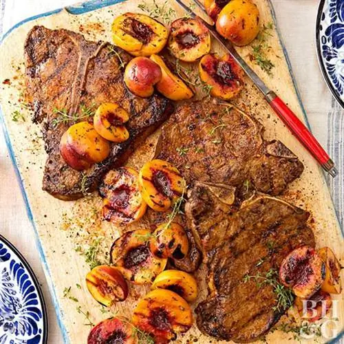 Ribeye Steaks & Peaches, персики, стейк, фрукты Ribeye Steaks & Peaches, персики, стейк, фрукты