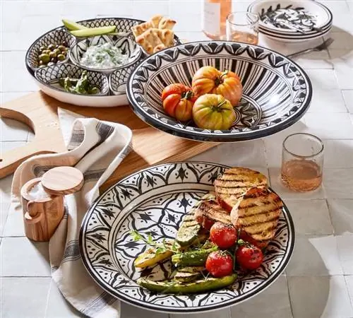 Pottery Barn Marrakesh Сервировочное блюдо из меламина, разделенное на секции, и чаша для сервировки из меламина