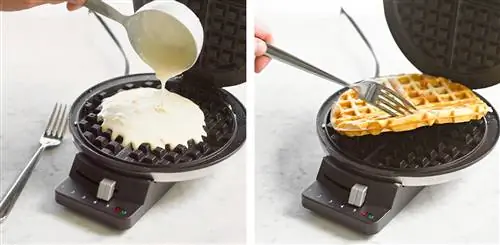 приготовление вафель с помощью вафельницы