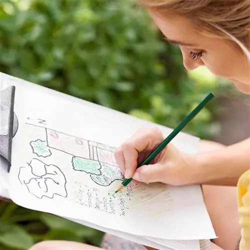 эскиз плана сада женщина рисунок