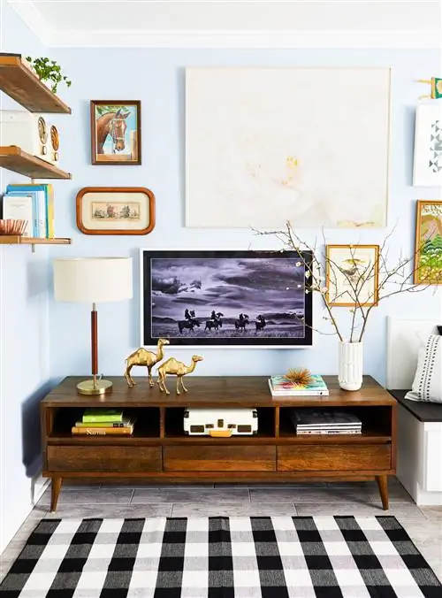 деревянная тумба под телевизор середины века