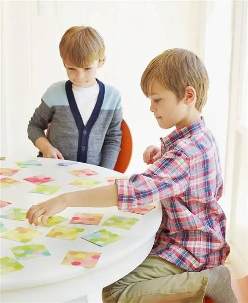 мальчики играют в карты памяти