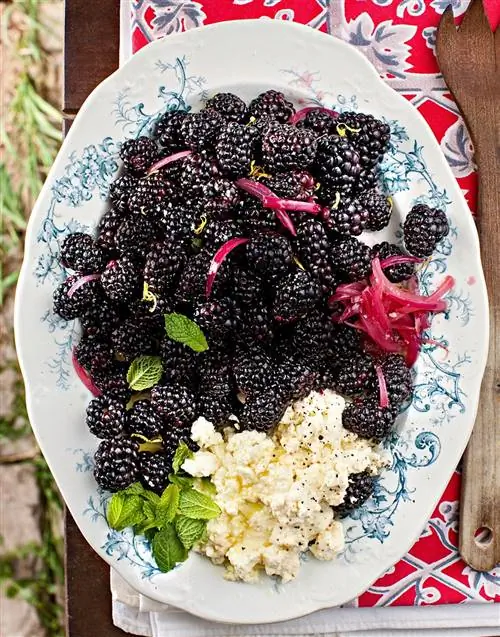 Салат из ежевики со сливочной фетой