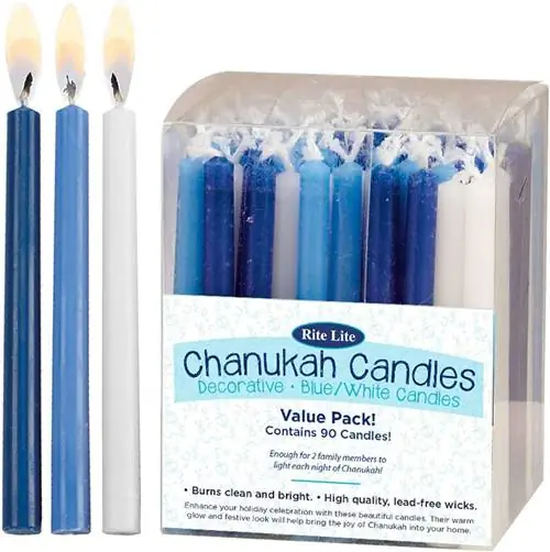 Rite Lite Декоративные синие и белые ханукальные свечи