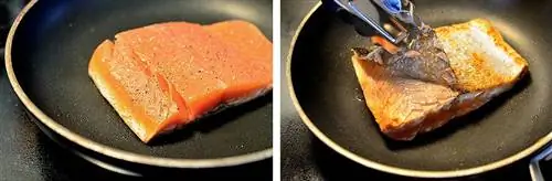 как обжарить лосось щипцами для снятия кожи