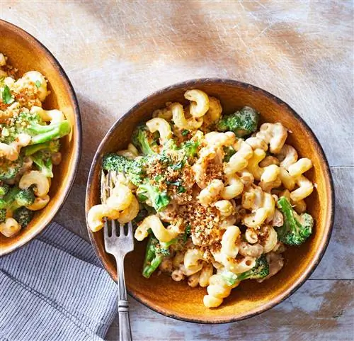 Макароны с сыром и кремом из кешью