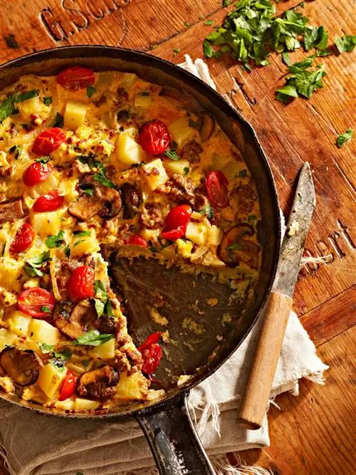 Картофель, бекон и пармезан Frittata