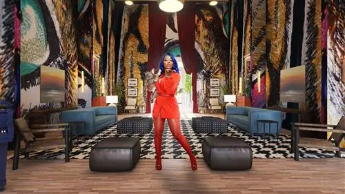 большое жилое пространство, украшенное узором и цветом