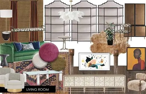 мудборд для гостиной с натуральными текстурами