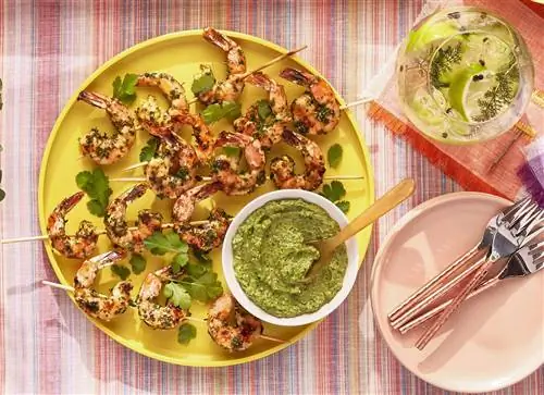 Шашлык из креветок с аджи-верде