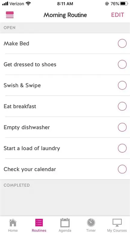 утренняя рутина в приложении flylady