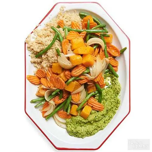Жареные овощи с соусом из рукколы