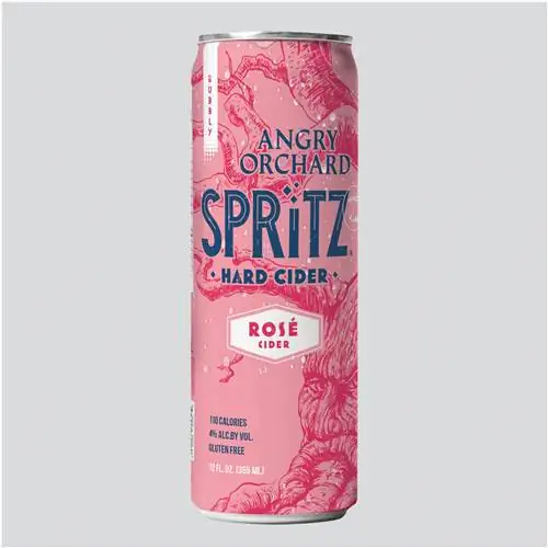 розовая и голубая банка Angry orchard spritz rose на сером фоне