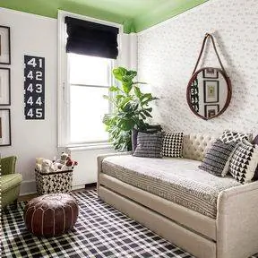 черно-зеленая детская с природными акцентами