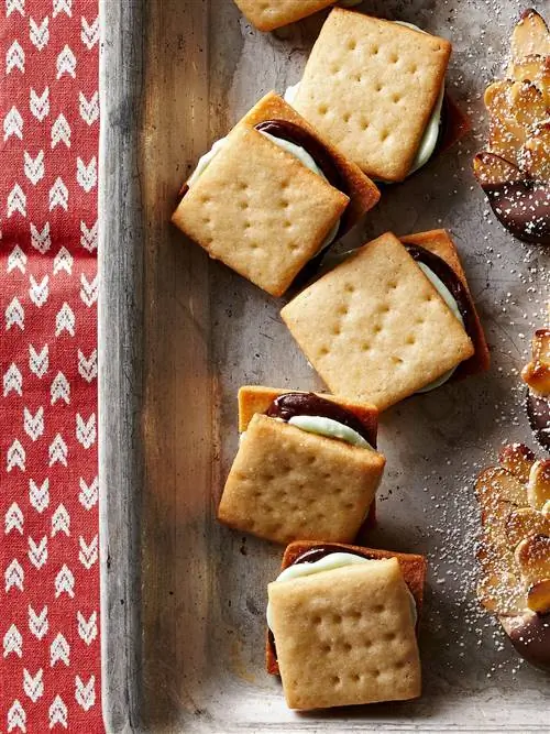 Печенье-сэндвич с мятой и ганашем