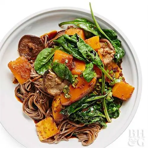 Butternut Squash & Mushroom Noodle Bowl, тыква, грибы