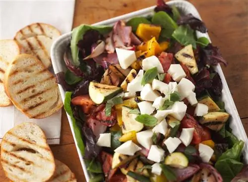 Энсалада с овощами на гриле и моцареллой