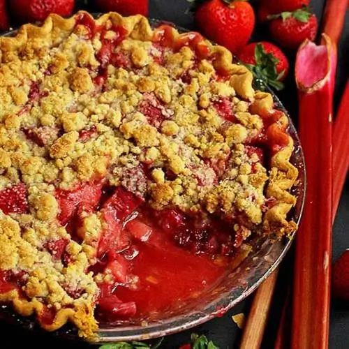 Strawberry Rhubarb Crumble Pie, пирог, ревень, клубника, корочка