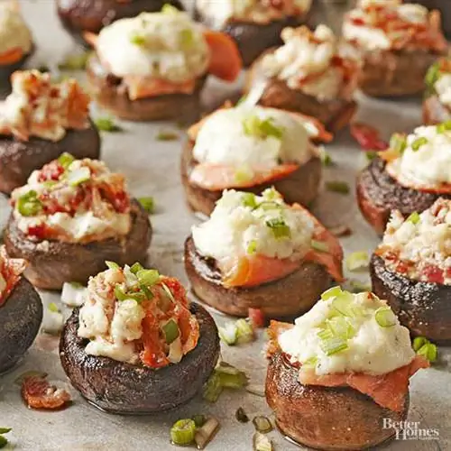 Легкие грибы, фаршированные лососем и сыром