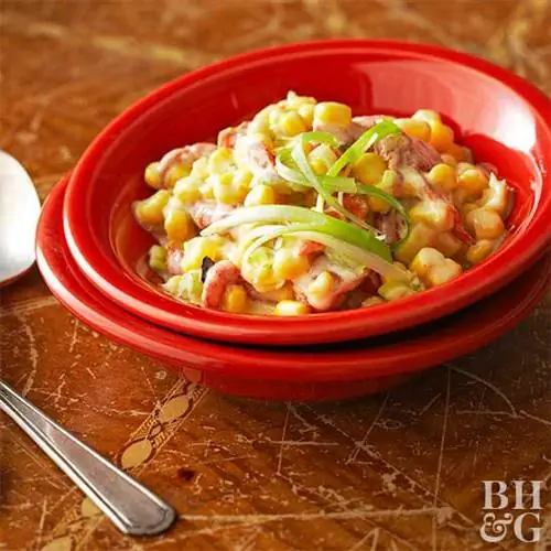 Кремовая кукуруза и жареный красный перец