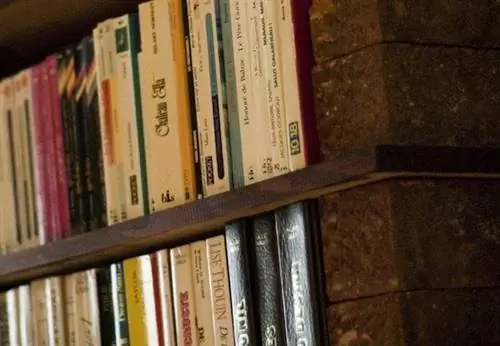 Использование кирпичей - книжный шкаф