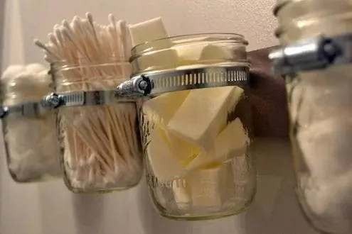 Хранение в ванной своими руками - органайзер для банок Mason Jar