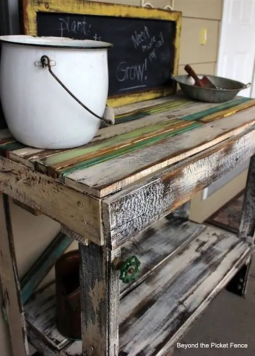 Скамья для горшков из поддонов своими руками - верх