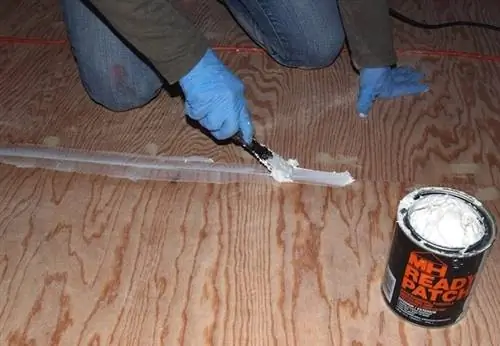 Крашеные полы из фанеры - Шпатлевка