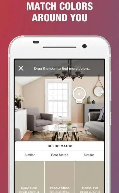 Опция приложения Paint Color: цвет проекта из Home Depot