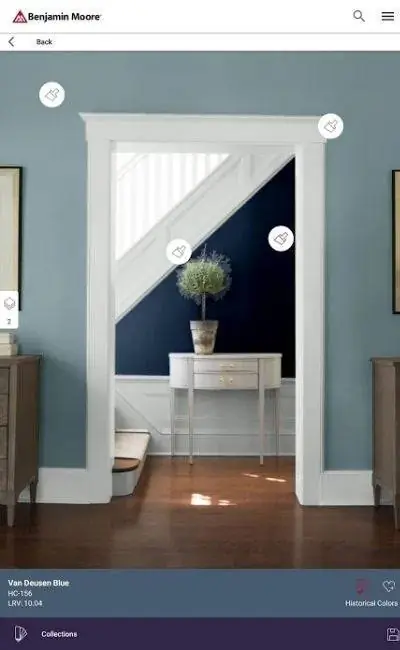 Опция приложения Paint Color: цветовое портфолио Бенджамина Мура