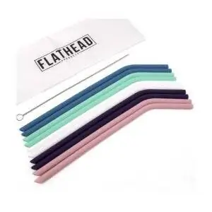 Лучший вариант многоразовой соломинки: набор из 10 многоразовых силиконовых соломинок для питья с плоской головкой.