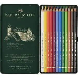 Лучшие цветные карандаши: Faber Castell F110012 Polychromos Color Pencils, 12 шт.