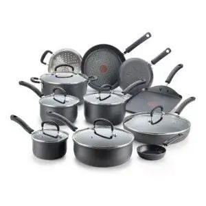 Лучшая посуда для плит со стеклянной поверхностью: набор посуды T-fal из твердого анодированного титана