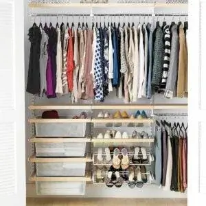 Лучший вариант гардеробной системы: шкаф для одежды Elfa Décor 6' Birch & White Reach-In