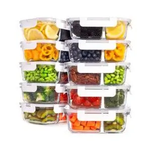 Лучший вариант контейнера для хранения продуктов: стеклянные контейнеры для хранения продуктов Prep Naturals с крышками