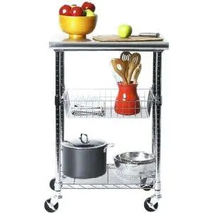 Лучший вариант кухонной тележки: профессиональная кухня Seville Classics из нержавеющей стали