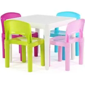 Лучший вариант детских столов: Humble Crew White Table_Pastel Chairs Plastic 4 Set
