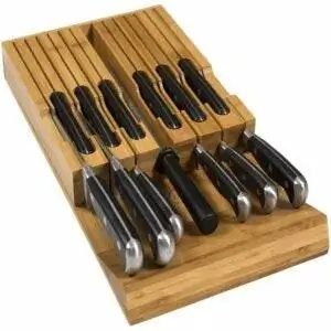 Лучший вариант ножевого блока: Noble Home & Chef In-Drawer Bamboo Knife Block