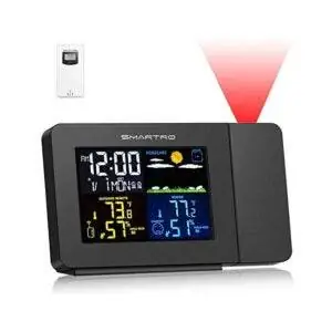 Лучшие варианты проекционных будильников: проекционный будильник SMARTRO SC91, метеостанция