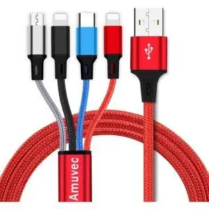 Лучший вариант кабеля для зарядки: зарядный кабель Amuvec Multi USB 3A, 4 в 1