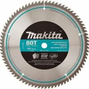Лучшее пильное полотно для резки ламината: Makita A-93681 10-дюймовое полированное полотно с 80 зубьями Лучшее пильное полотно для резки ламината: Makita A-93681 10-дюймовое полированное полотно с 80 зубьями