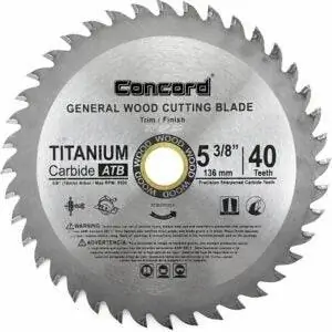 Лучший пильный диск для резки ламината: Concord Blades WCB0538T040HP 5-3/8-дюймовый 40 зубьев TCT Лучший пильный диск для резки ламината: Concord Blades WCB0538T040HP 5-3/8-дюймовый 40 зубьев TCT