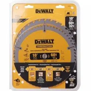Лучший вариант принадлежностей для настольной пилы: DEWALT 10-дюймовые торцовочные / настольные пилы, комбинированный пакет