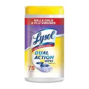 Лучший вариант чистящего средства для ванной комнаты: Lysol Dual Action, дезинфицирующие салфетки