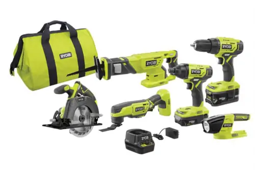 Вариант Roundup Home Depot 11:1: аккумуляторный комбинированный набор из 6 инструментов RYOBI ONE+
