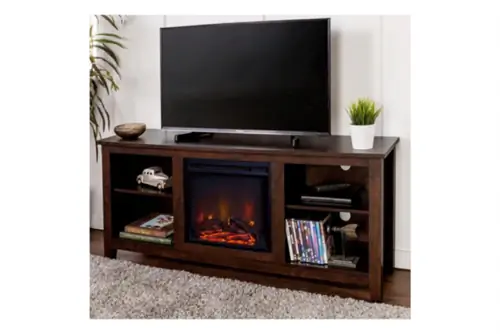 Вариант Roundup Home Depot 11: 1: Walker Edison, традиционный деревенский дом, электрический камин, подставка под телевизор