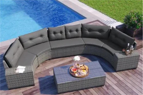 Harper & Bright 8-Piece Half-Moon Wicker Outdoor Секционный набор