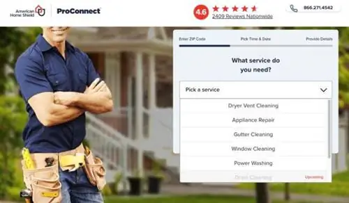 Страница сервиса American Home Shield Review ProConnect
