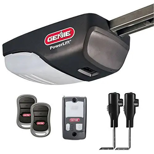 Устройство для открывания гаражных ворот Genie Powerlift 900 - система винтового привода 1/2 HP - включает 2 и 3-кнопочные пульты дистанционного управления, настенную консоль, безопасные Т-образные балки - модель 2562-TC